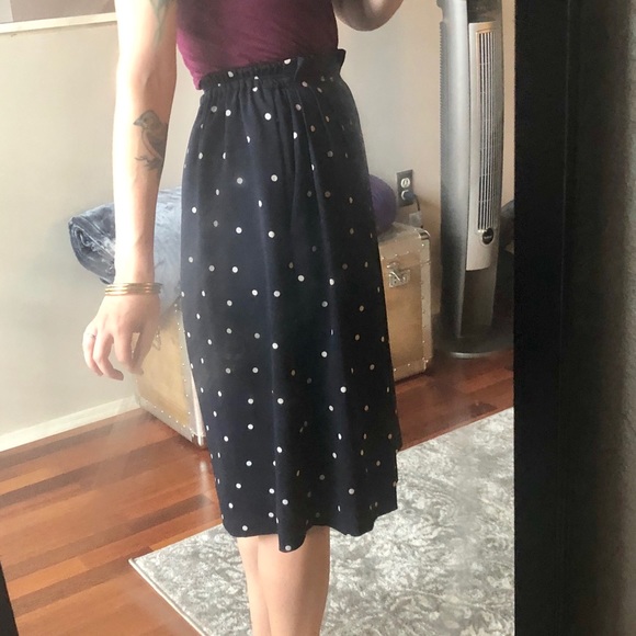 J. Crew Navy Polka Dot Midi Skirt - Picture 3 of 5